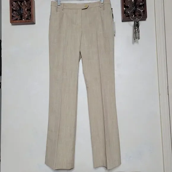 NWT Calvin Klein Suits Modern Fit Beige Plaid High Rise Straight Dress Pants✨️6 - Picture 12 of 13